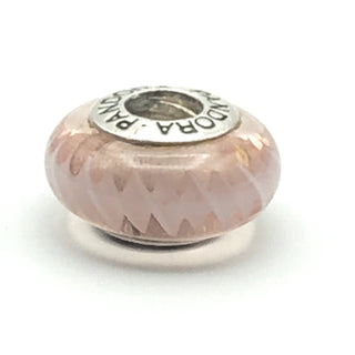 PANDORA Pink Zig Zag 925 ALE Sterling Silver Charm Pink Murano Glass Bead 790620 - Retired
