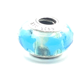 PANDORA Blue Stars S925 ALE Sterling Silver Charm Murano Glass Bead 790905 - Retired