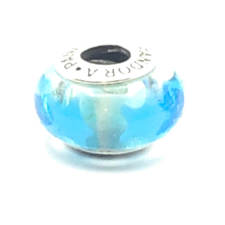 PANDORA Blue Stars S925 ALE Sterling Silver Charm Murano Glass Bead 790905 - Retired