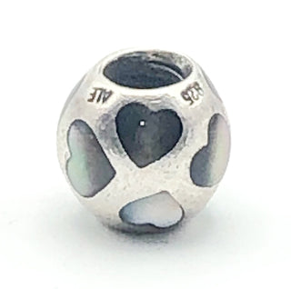PANDORA Love Me Sterling Silver Charm With Black Mother Of Pearl