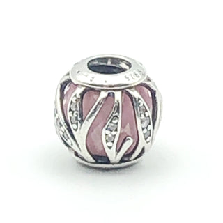 PANDORA Nature&#39;s Radiance S925 ALE Sterling Silver Abstract Charm With Pink And Clear Zirconia 791969PCZ - Retired