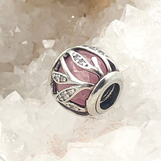 PANDORA Nature&#39;s Radiance S925 ALE Sterling Silver Abstract Charm With Pink And Clear Zirconia 791969PCZ - Retired