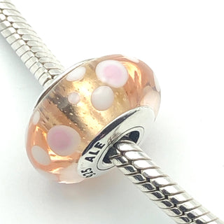 PANDORA Pink Bubbles 925 ALE Sterling Silver Charm Murano Glass Bead 790694 - Retired