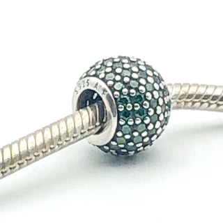 PANDORA Emerald Green Pavé Lights S925 ALE Sterling Silver Charm Bead With Emerald Green Zirconia 791051CZN - Retired