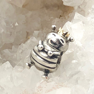 PANDORA Queen Bee Charm 925 ALE Sterling Silver Bead With 14K Gold Crown 790227 - Retired