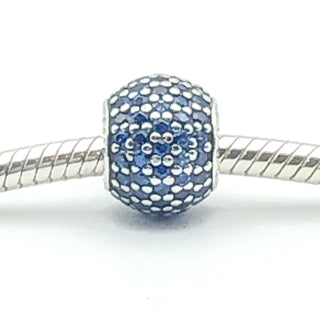 PANDORA Blue Pavé Lights S925 ALE Sterling Silver Charm With Blue Nano Crystals Bead 791051NCB - Retired