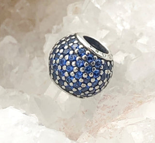 PANDORA Blue Pavé Lights S925 ALE Sterling Silver Charm With Blue Nano Crystals Bead 791051NCB - Retired