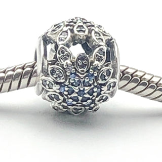 PANDORA Crystalized Snowflakes 925 ALE Sterling Silver Charm With Blue Crystals and Clear Zirconia 791760NBLMX - Retired