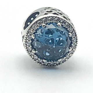 PANDORA Radiant Hearts With Moonlight Blue Crystal 925 ALE Sterling Silver Charm With Clear Cubic Zirconia - 791725NMB