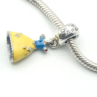 PANDORA Disney Snow White's Light Yellow Dress Dangle 925 ALE Sterling Silver Disney Princess Charm 791579ENMX - Retired