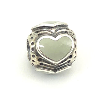 PANDORA Light Grey Enamel Hearts 925 ALE Sterling Silver Charm Bead 790591EN26 - Retired