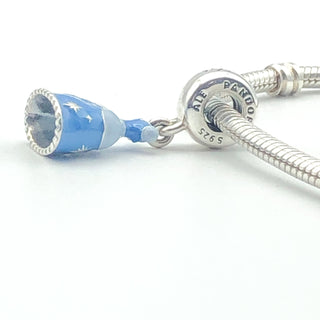 PANDORA Disney Cinderella&#39;s Azure Blue Dress Dangle 925 ALE Sterling Silver Disney Princess Charm 791578ENMX - Retired