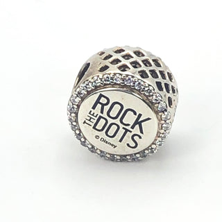 PANDORA Disney Limited Release Rock The Dots Logo Sterling Silver Charm