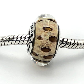 Pandora Clouded Leopard Sterling Silver Murano Charm