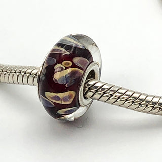 CHAMILIA Brown & Red 925 Sterling Silver Murano Glass Charm Bead