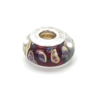 CHAMILIA Brown & Red 925 Sterling Silver Murano Glass Charm Bead
