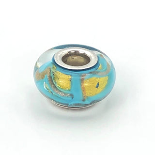 CHAMILIA Teal Shimmer Murano Glass Charm Bead With Sterling Silver Core