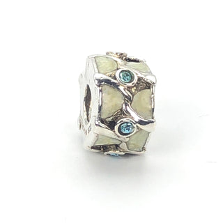 CHAMILIA Sterling Silver Charm Bead With Mother Of Pearl and Blue Swarovski Crystal