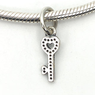PANDORA Symbol of Trust Silver Key Dangle With Clear Zirconia 791353CZ Retired