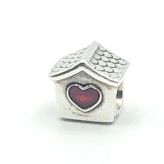PANDORA Doghouse S925 ALE Sterling Silver Charm Animal Bead With Red Enamel Heart 790592EN27 - Retired