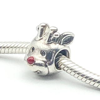 PANDORA Red-Nosed Reindeer S925 ALE Sterling Silver Christmas Charm With Red Enamel 791781EN39 - Retired