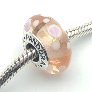 PANDORA Pink Bubbles 925 ALE Sterling Silver Charm Murano Glass Bead 790694 - Retired