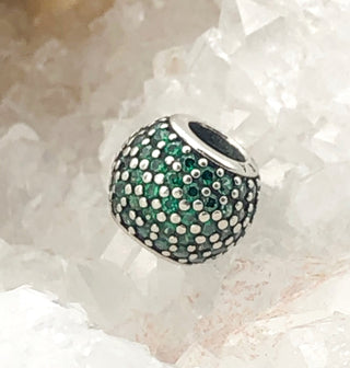 PANDORA Emerald Green Pavé Lights S925 ALE Sterling Silver Charm Bead With Emerald Green Zirconia 791051CZN - Retired