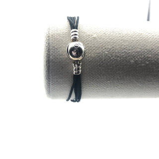 PANDORA Black Multi-Strand Fabric Bracelet With Sterling Silver Pandora Clasp #590715CSB-M Retired