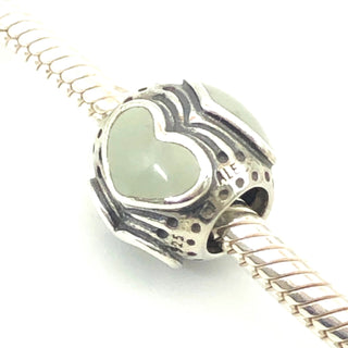 PANDORA Light Grey Enamel Hearts 925 ALE Sterling Silver Charm Bead 790591EN26 - Retired