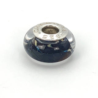 CHAMILIA Brown & Light Blue Sterling Silver Murano Glass Charm Bead