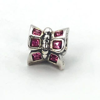 CHAMILIA Sterling Silver Butterfly Charm Bead With Pink SWAROVSKI Crystal