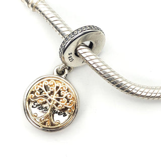 Pandora Family Roots Sterling Silver With 14K Gold Dangle Charm