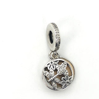 Pandora Springtime Silver Flower Dangle Charm With Soft Yellow Enamel And Clear Zirconia 791843 Retired