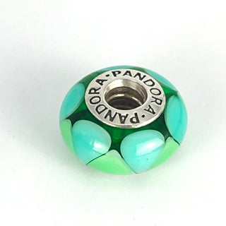 PANDORA Captivating Green Murano Glass Sterling Silver Charm  Bead #790636 Retired