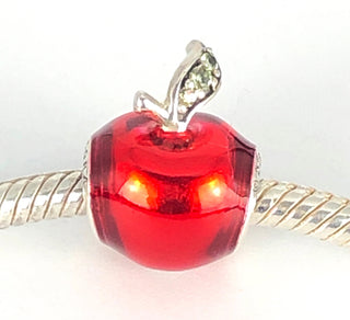 PANDORA Disney Snow White&#39;s Apple 925 ALE Sterling Silver Charm With Red Enamel And Green Zirconia - 791572EN73