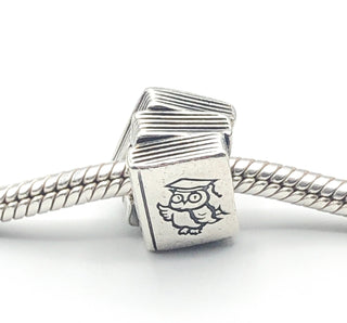 PANDORA Study Books With Owl Sterling Silver Charm Bead #790536