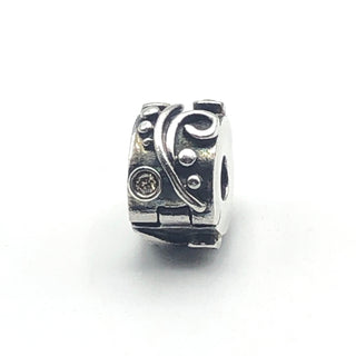 PANDORA Tendril Champagne 925 ALE Sterling Silver Clip Charm With Champagne Cubic Zirconia 790380CCZ - Retired