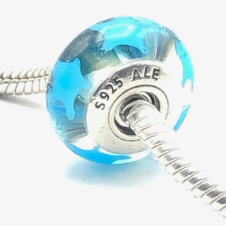 PANDORA Blue Stars S925 ALE Sterling Silver Charm Murano Glass Bead 790905 - Retired
