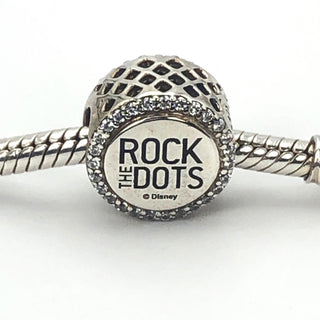 PANDORA Disney Limited Release Rock The Dots Logo Sterling Silver Charm