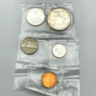 1955 U.S. Proof Set in Original Packaging With Three Silver Coins Including Silver Franklin Half Dollar