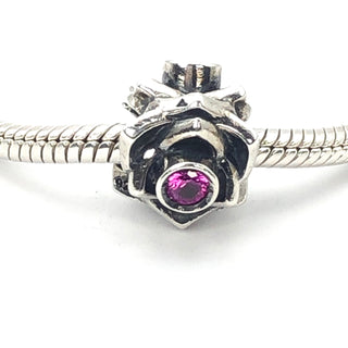 CHAMILIA Rose Sterling Silver Charm Bead With Pink Swarovski Crystals