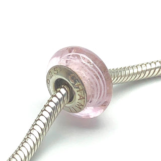 CHAMILIA Light Pink Swirl Sterling Silver Murano Glass Charm Bead O-11