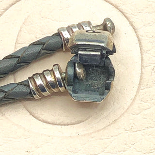PANDORA Single Gray Leather Bracelet With Sterling Silver Pandora Clasp