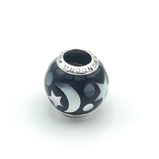 PANDORA Celestial Mosaic Sterling Silver Charm With Mother of Pearl And Black Acrylic