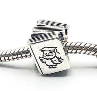 PANDORA Study Books With Owl Sterling Silver Charm Bead #790536