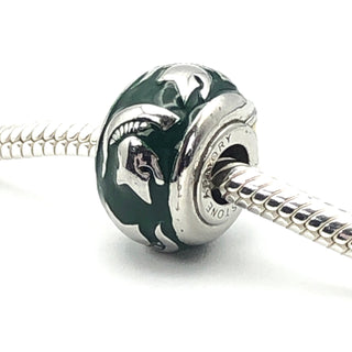STONE ARMORY Michigan State Spartan Charm Bead Green And Stainless Steel