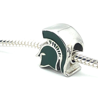STONE ARMORY Michigan State Spartan Bead Charm And Stainless Steel