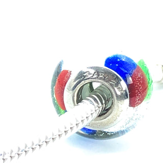 Multi Color Italian Murano Glass Charm With Sterling Silver Core
