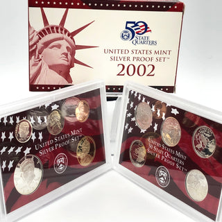 2002-S U.S. Mint Silver Proof Set In Original Packaging With 2002 U.S. State Silver Quarters