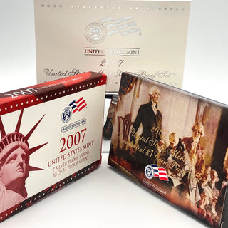 2007-S U.S. Mint Silver Proof Set With 2007 U.S. State Silver Quarters And Presidential 1 Dollar Coin Proof Set